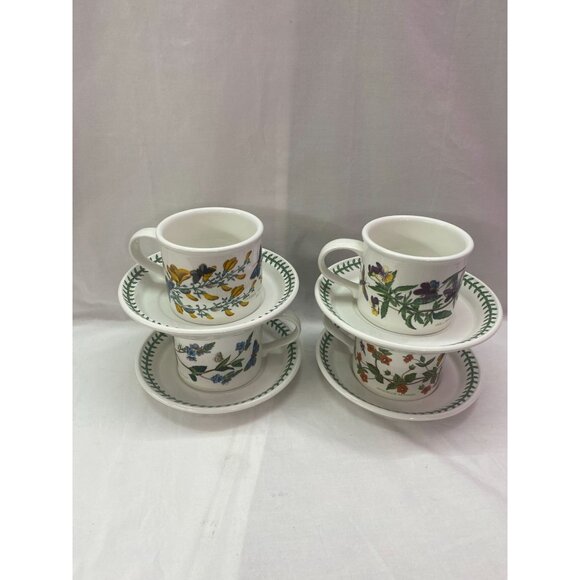 Portmeirion Botanic Garden Large 3in Set of 4 Drum Breakfast Cup & Saucer Set - Picture 1 of 9